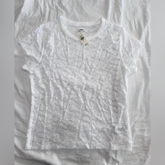 Aerie Vintage White Lace Short Sleeve size Small, 90’s, Y2K - Picture 2 of 4